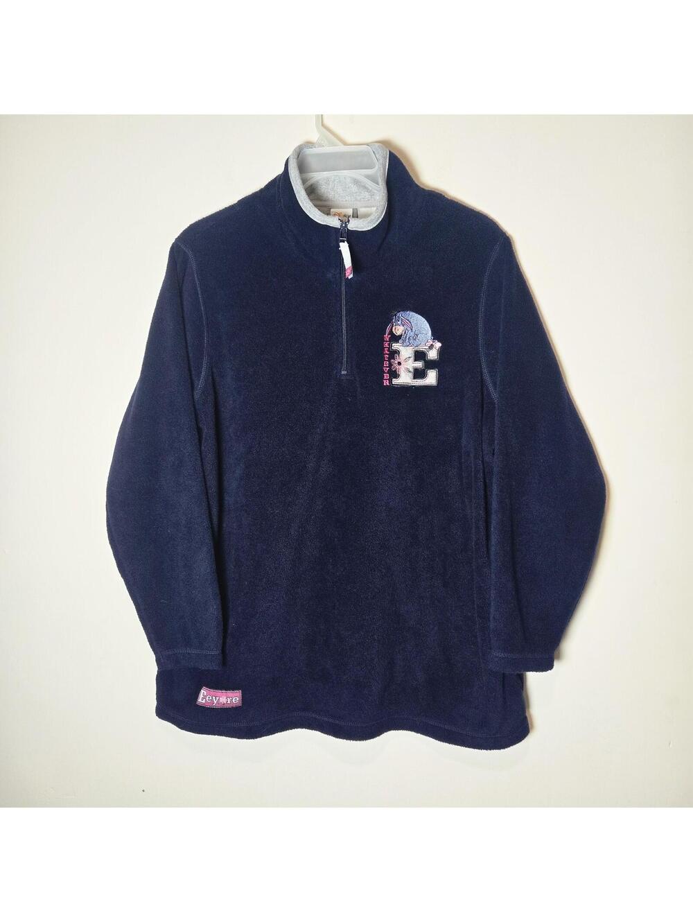 VTG Disney Eeyore Whatever  Blue Fleece Sweatshirt 1/4 Zip Jacket Women's sz 1X